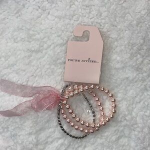 Pink and Silver Beaded Bracelets